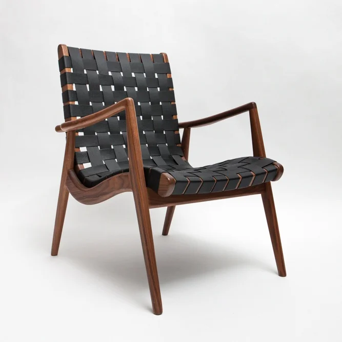 Woven Leather Ottoman - WO 22 — Smilow Design